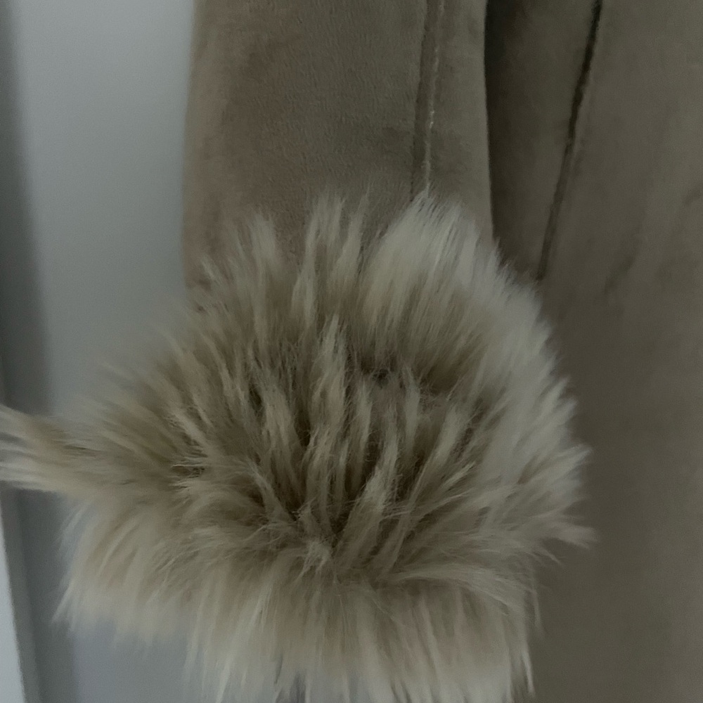Beautiful luxury faux suede coat with faux fur lining and trim by Fabulous Furs - Picture 3 of 5